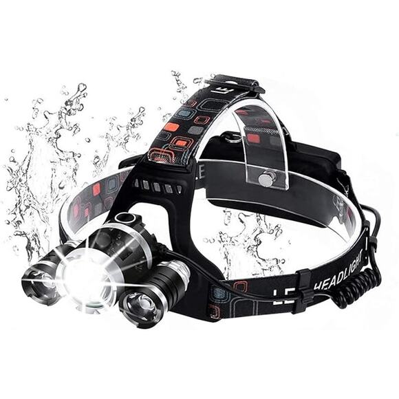 NWT AUERVO Rechargeable 10000 Lumens LED Headlamp, Waterproof Flashlight Kit - Picture 2 of 7